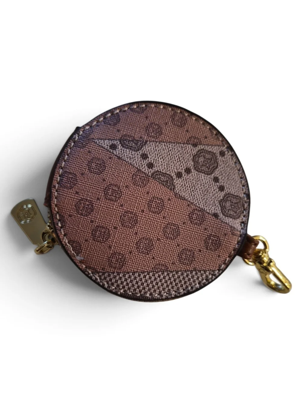 Tan And Salmon Tinted Patterned Shoulder Bag with Coin Pouch